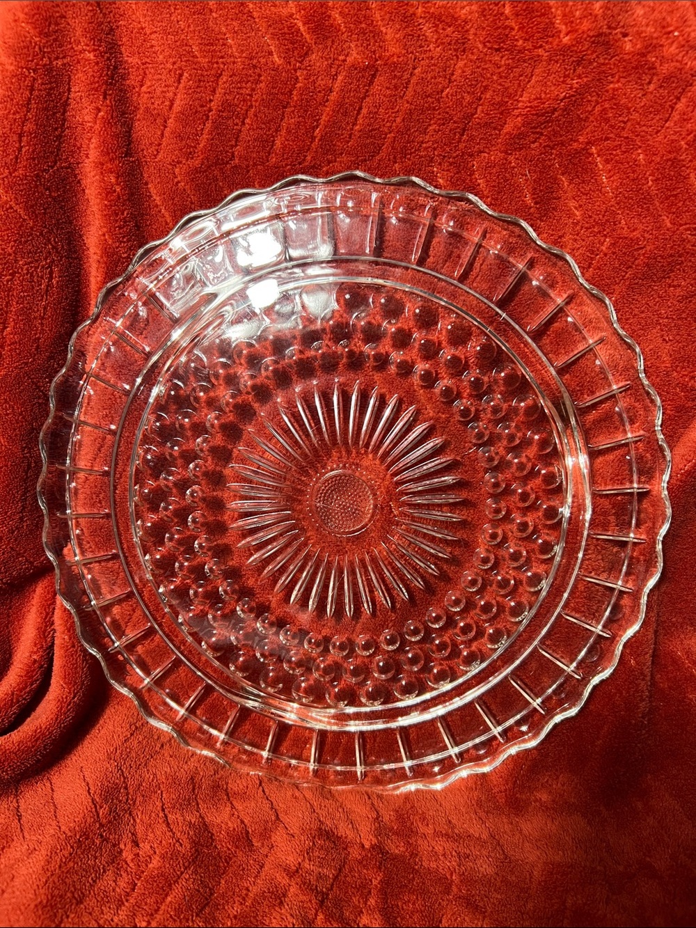 Federal Glass Press-Pattern Clear Glass  3-Footed Cake Serving Platter